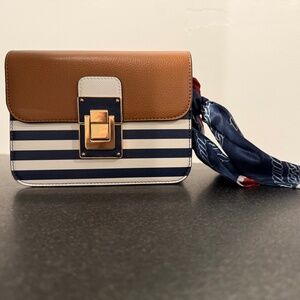 Aldo Navy & White Traenia Crossbody Bag with Nautical Scarf